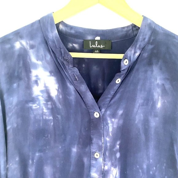 Lulus Tie‎ Dye What I Like Shirt Dress Long Sleeves Blue Size XS - Picture 5 of 9